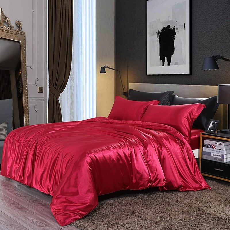 HKM-945619 Mulberry Silk Four-Piece Solid Color Quilt Cover Set