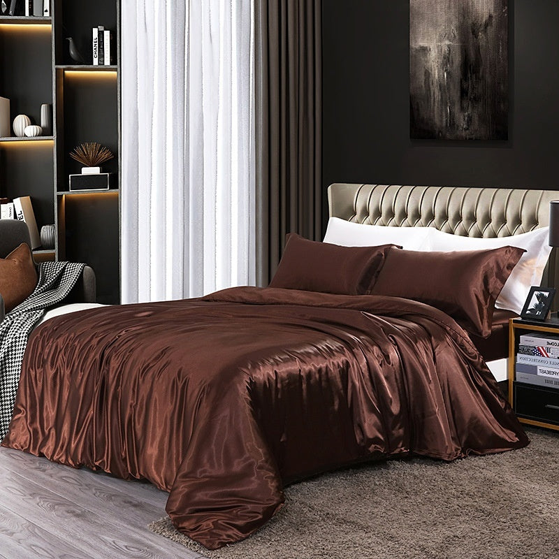 HKM-945619 Mulberry Silk Four-Piece Solid Color Quilt Cover Set
