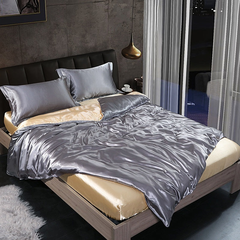 HKM-945619 Mulberry Silk Four-Piece Solid Color Quilt Cover Set