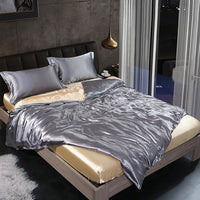 HKM-945619 Mulberry Silk Four-Piece Solid Color Quilt Cover Set