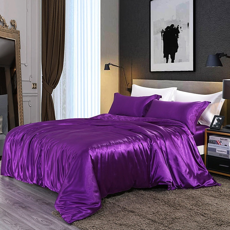 HKM-945619 Mulberry Silk Four-Piece Solid Color Quilt Cover Set