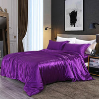 HKM-945619 Mulberry Silk Four-Piece Solid Color Quilt Cover Set