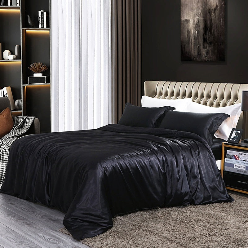 HKM-945619 Mulberry Silk Four-Piece Solid Color Quilt Cover Set