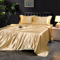 HKM-945619 Mulberry Silk Four-Piece Solid Color Quilt Cover Set
