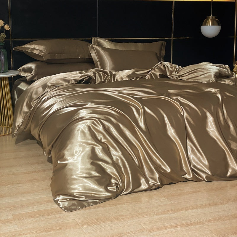 HKM-945619 Mulberry Silk Four-Piece Solid Color Quilt Cover Set