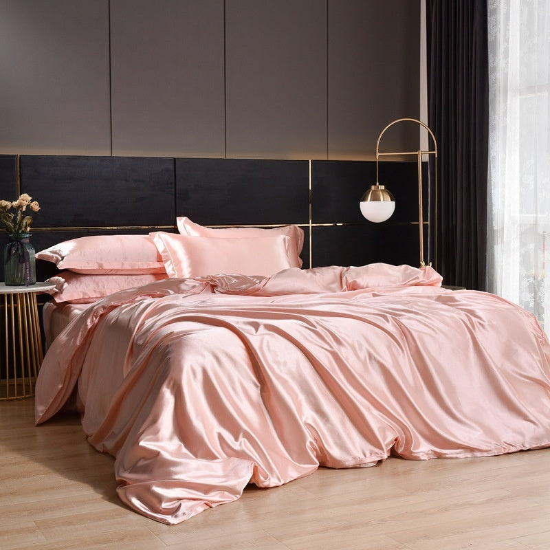 HKM-945619 Mulberry Silk Four-Piece Solid Color Quilt Cover Set