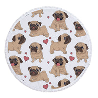 HKM-945619 Patterned Microfiber Round Beach Towel with Tassels, 150cm Diameter, Fade-Resistant Design
