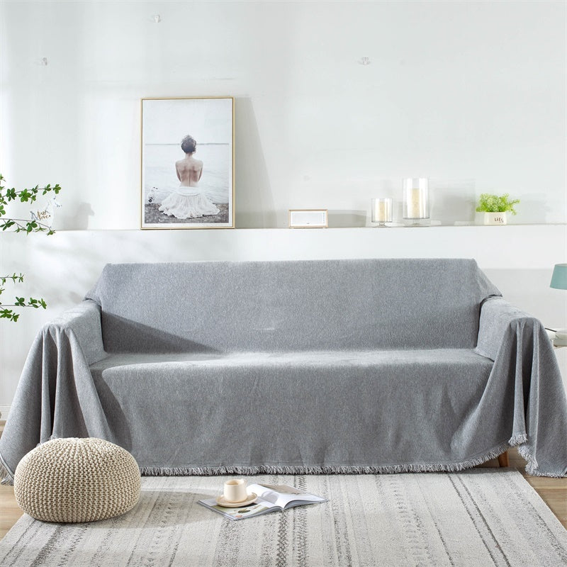 HKM-945683 Non-Slip Anti-Scratch Solid Color Sofa Cover for Three-Seater Sofas