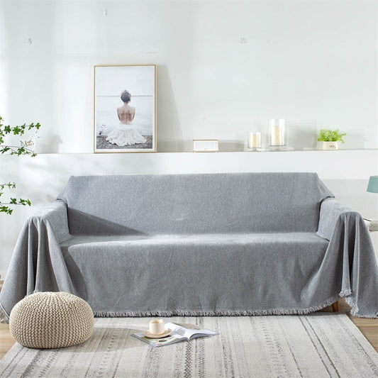 HKM-945683 Non-Slip Anti-Scratch Solid Color Sofa Cover for Three-Seater Sofas