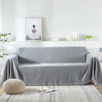 HKM-945683 Non-Slip Anti-Scratch Solid Color Sofa Cover for Three-Seater Sofas