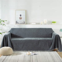 HKM-945683 Non-Slip Anti-Scratch Solid Color Sofa Cover for Three-Seater Sofas