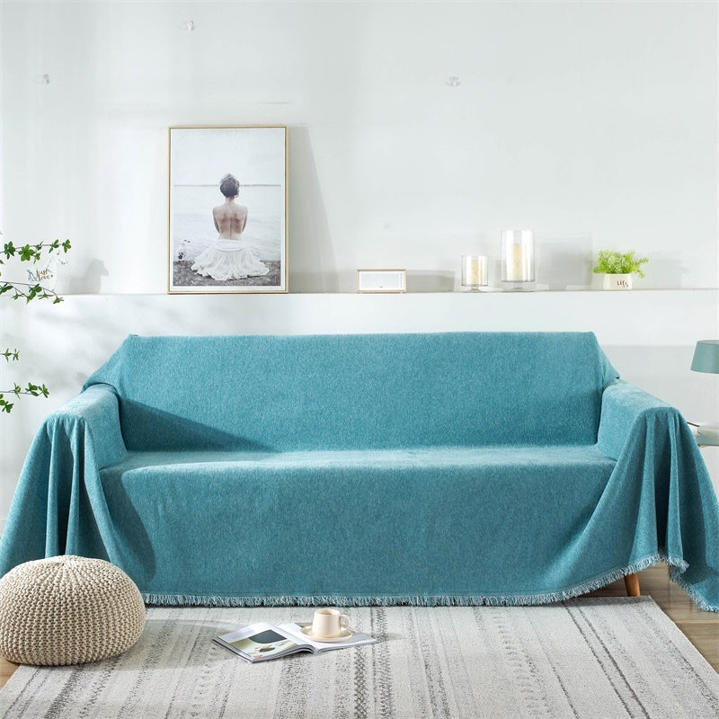 HKM-945683 Non-Slip Anti-Scratch Solid Color Sofa Cover for Three-Seater Sofas