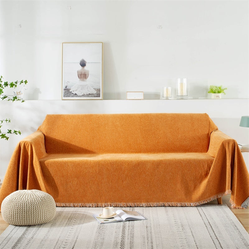 HKM-945683 Non-Slip Anti-Scratch Solid Color Sofa Cover for Three-Seater Sofas