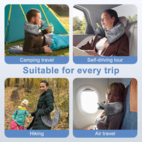 HKM-945747 Portable Refillable U-Shaped Travel Pillow with Luggage Storage, 75x17cm in Black, Gray, Blue, Pink