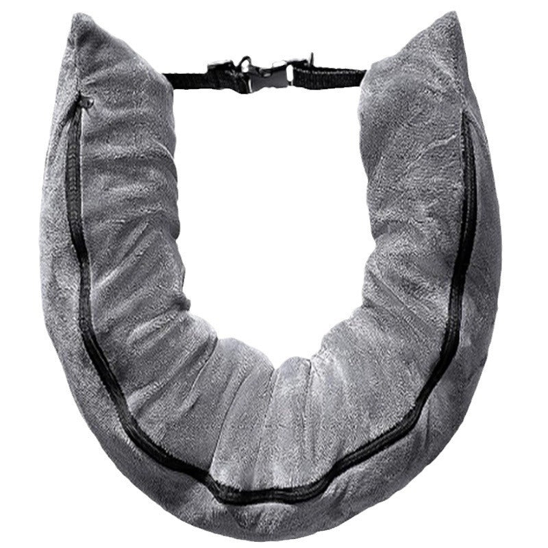 HKM-945747 Portable Refillable U-Shaped Travel Pillow with Luggage Storage, 75x17cm in Black, Gray, Blue, Pink