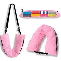 HKM-945747 Portable Refillable U-Shaped Travel Pillow with Luggage Storage, 75x17cm in Black, Gray, Blue, Pink