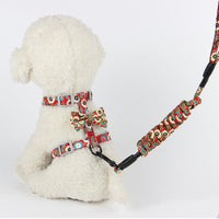 HKM-945811 Japanese Floral Cat Leash in Navy Blue and Pink Cherry Variants, Made with Cotton Cloth and Durable Accessories