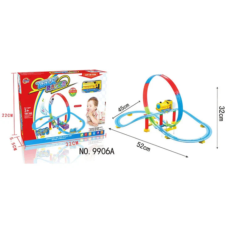 HKM-945875 Electric 360 Degree Slot Car Race Track for Kids - Educational Toddler Toy Model Train Roller Coaster