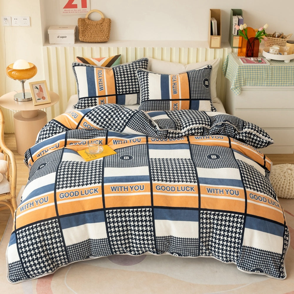 HKM-945939 Milk Velvet Fleece Duvet Cover for Cozy Autumn and Winter - Multiple Sizes Available