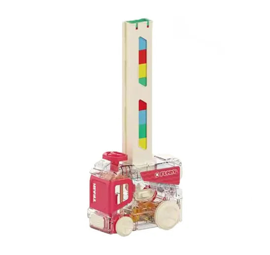 KTX-946195 Educational Domino Building Block Set with Mini Electric Car - Creative Early Learning Toy for Kids 4-6M, 7-9M