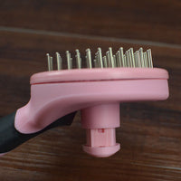 HKM-946323 Stainless Steel Needle Massage Grooming Comb with Anti-Slip Handle for Dogs and Cats