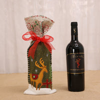 HKM-946387 Festive Wine Bottle Covers with Snowman, Deer, and Santa Designs - Fabric, 34x14.5cm