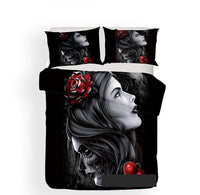 HKM-946451 3D Digital Printing Skull Bedding Set - Personalized Polyester Sheets for 1.5m and 1.8m Beds