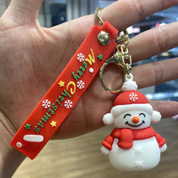 HKM-946451 3D Santa Claus PVC Keychain Charm for Christmas - Cute Rubber Doll Car Key Chain