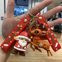 HKM-946451 3D Santa Claus PVC Keychain Charm for Christmas - Cute Rubber Doll Car Key Chain
