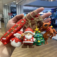 HKM-946451 3D Santa Claus PVC Keychain Charm for Christmas - Cute Rubber Doll Car Key Chain