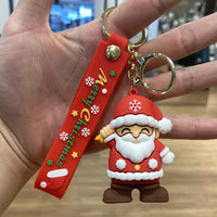 HKM-946451 3D Santa Claus PVC Keychain Charm for Christmas - Cute Rubber Doll Car Key Chain