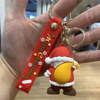 HKM-946451 3D Santa Claus PVC Keychain Charm for Christmas - Cute Rubber Doll Car Key Chain
