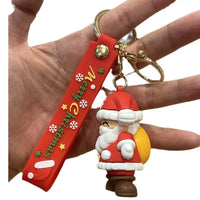 HKM-946451 3D Santa Claus PVC Keychain Charm for Christmas - Cute Rubber Doll Car Key Chain