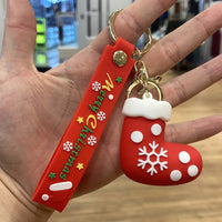 HKM-946451 3D Santa Claus PVC Keychain Charm for Christmas - Cute Rubber Doll Car Key Chain