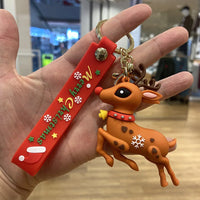 HKM-946451 3D Santa Claus PVC Keychain Charm for Christmas - Cute Rubber Doll Car Key Chain