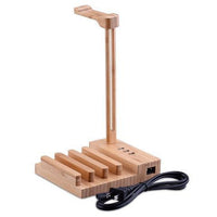 HKM-946515 Solid Wood Earphone Stand with Round Carving and Spray Paint Finish