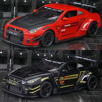 HKM-946579 1:24 Diecast Metal Nissan GTR Sports Car with Sound and Light, Pullback Action, Alloy Model for Ages 5 and Up