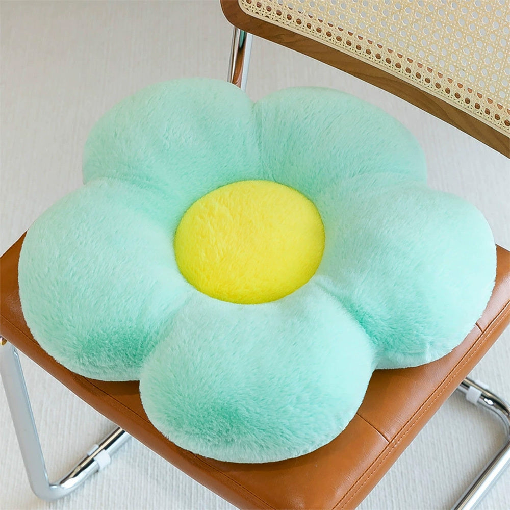 HKM-946579 Circular Plush Flower Cushion - Soft Decorative Pillow for Office and Home Use