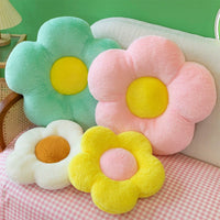 HKM-946579 Circular Plush Flower Cushion - Soft Decorative Pillow for Office and Home Use