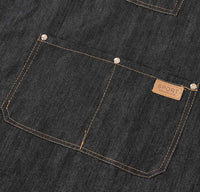 HKM-946579 Vulcanized Black Denim Sleeveless Halterneck Work Apron for Versatile Use