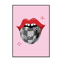 HKM-946771 Vintage 70s Style Y2K Mouth Illustration Art on Oil Canvas