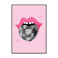HKM-946771 Vintage 70s Style Y2K Mouth Illustration Art on Oil Canvas