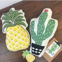 HKM-946899 Korean Style Plush Cushion Pillow - Pineapple & Cactus Designs (49*30CM & 55*32CM)
