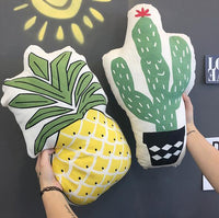 HKM-946899 Korean Style Plush Cushion Pillow - Pineapple & Cactus Designs (49*30CM & 55*32CM)