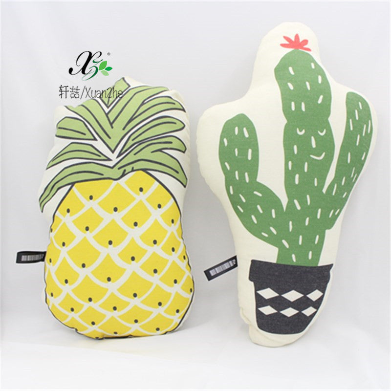 HKM-946899 Korean Style Plush Cushion Pillow - Pineapple & Cactus Designs (49*30CM & 55*32CM)