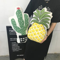 HKM-946899 Korean Style Plush Cushion Pillow - Pineapple & Cactus Designs (49*30CM & 55*32CM)