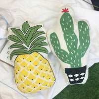 HKM-946899 Korean Style Plush Cushion Pillow - Pineapple & Cactus Designs (49*30CM & 55*32CM)
