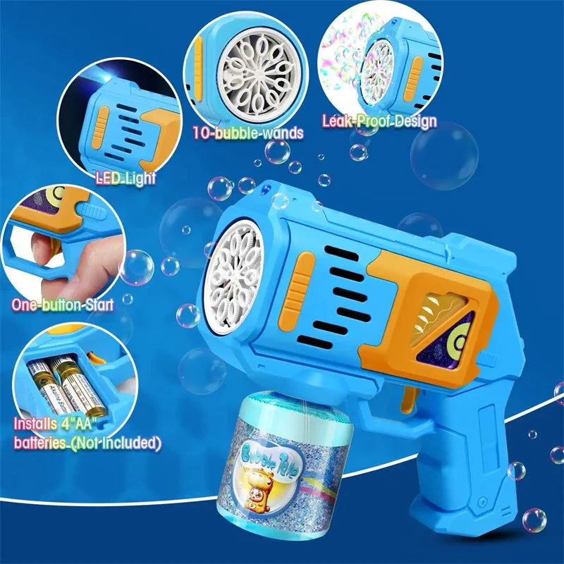 HKM-947027 Automatic Bubble Blower Toy with 10 Holes for Outdoor Fun