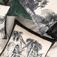 HKM-947091 American Country Vintage Plush Jacquard Pillowcase - Deep Forest and Sandy, 45x45CM & 30x50CM