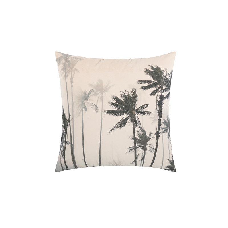 HKM-947091 American Country Vintage Plush Jacquard Pillowcase - Deep Forest and Sandy, 45x45CM & 30x50CM